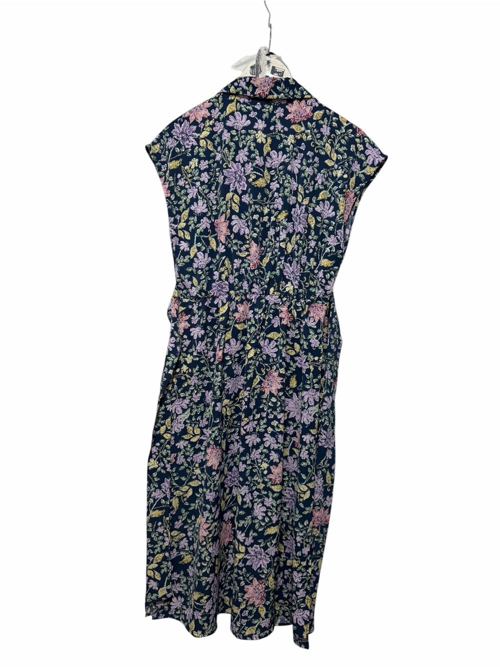 Lucky Brand Floral Button Front Shirtdress Midi Tie Waist Pockets M - Picture 4 of 9
